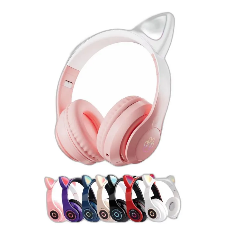 Fone De Ouvido Infantil Gatinho Led Sem Fio Para Crianças