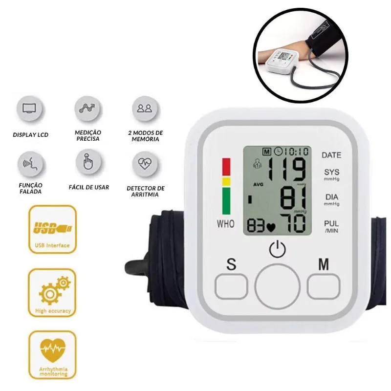 Medidor Digital Pressão - Controle Saúde Confiável E Rápido