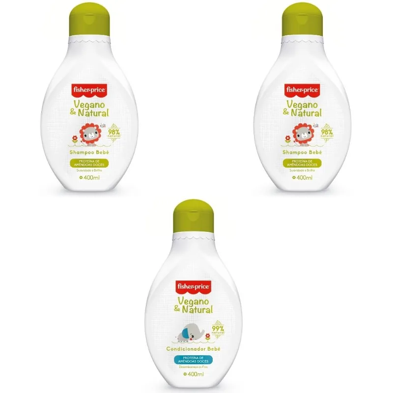 KIT 2 SHAMPOOS E CONDICIONADOR VEGANO & NATURAL FISHER PRICE