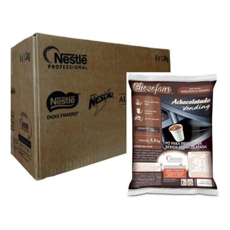 Achocolatado Istantaneo Vending Chocofans 1,3 Kg Nestlé 6Un