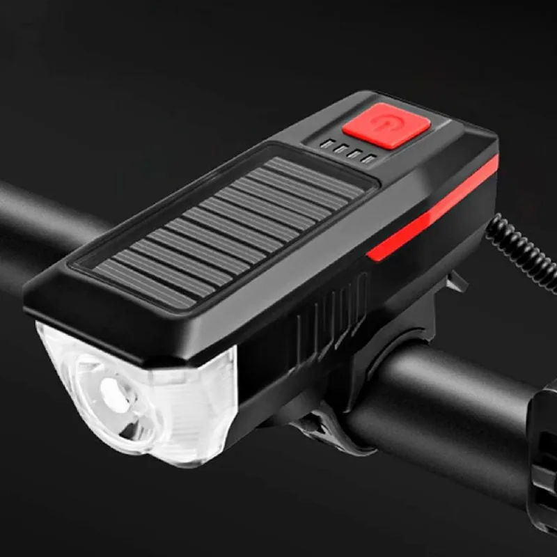 Farol Para Bicicleta Solar E Usb Recarregável