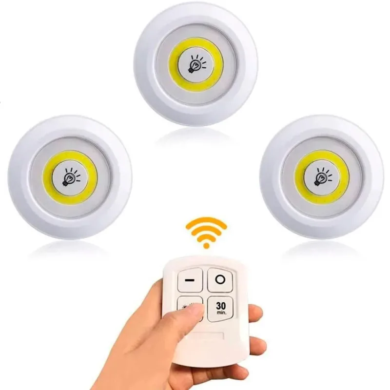 Kit Luminária Led 3 Spots Sem Fio Controle Remoto Universal - Não Disponível - Construção E Ferramentas
