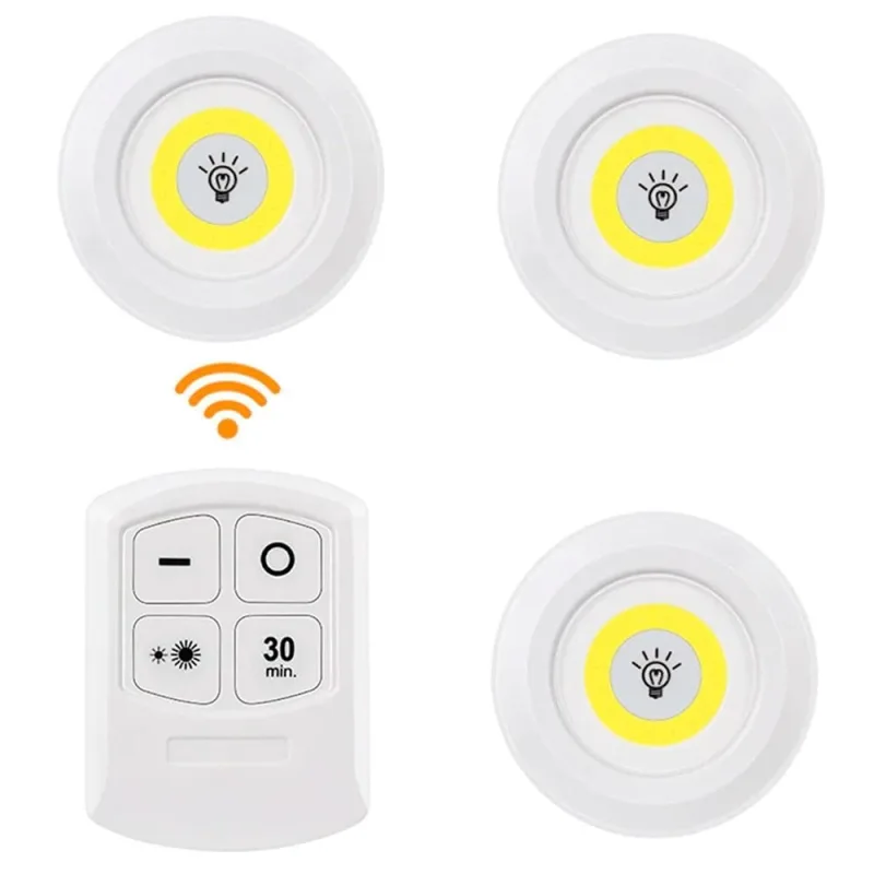 Kit 3 Lampada Luminaria Led Spot Sem Fio Controle Remoto - Não Disponível - Construção E Ferramentas