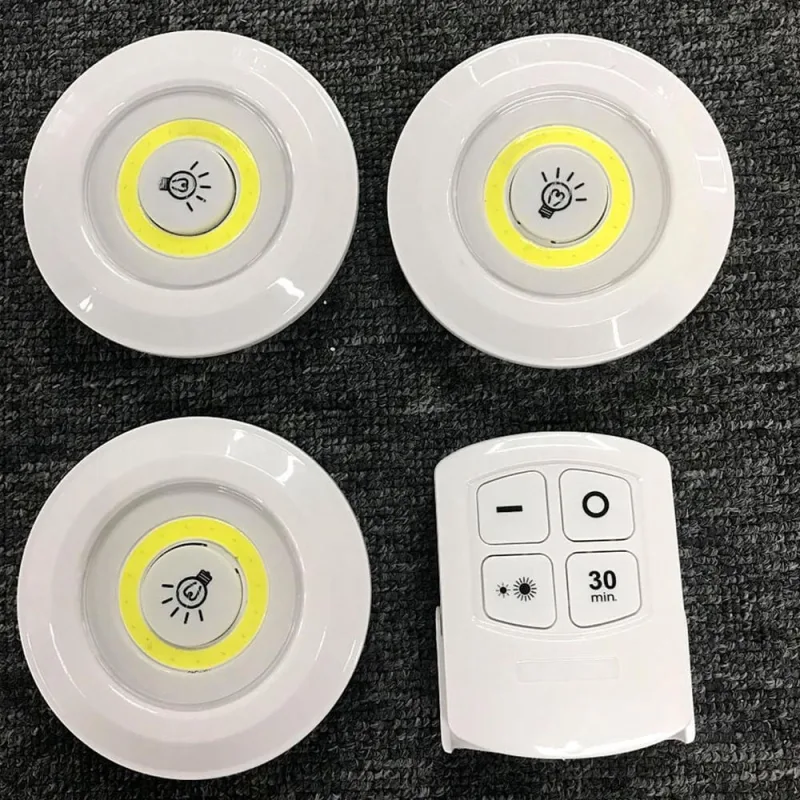 Kit Luminárias 3X Led Spot Sem Fio Controle Remoto Branco - Não Disponível - Construção E Ferramentas