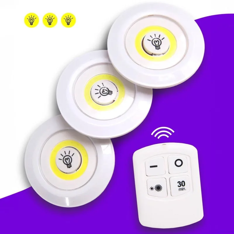 Kit Luminárias 3X Led Spot Sem Fio Controle Remoto Branco - Não Disponível - Construção E Ferramentas