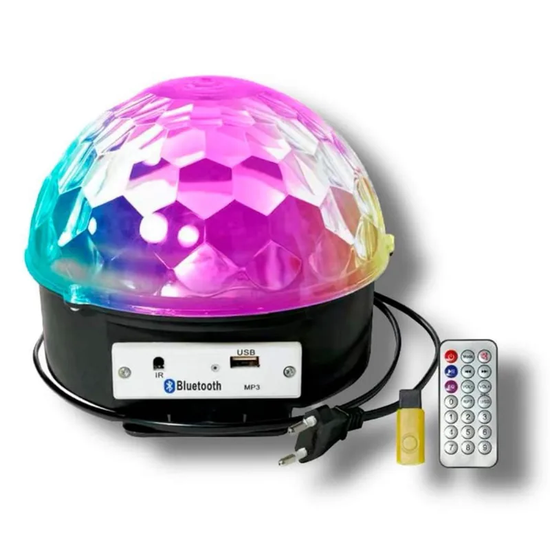 Globo De Espelho Balada Festa Iluminação Giratória Com Led
