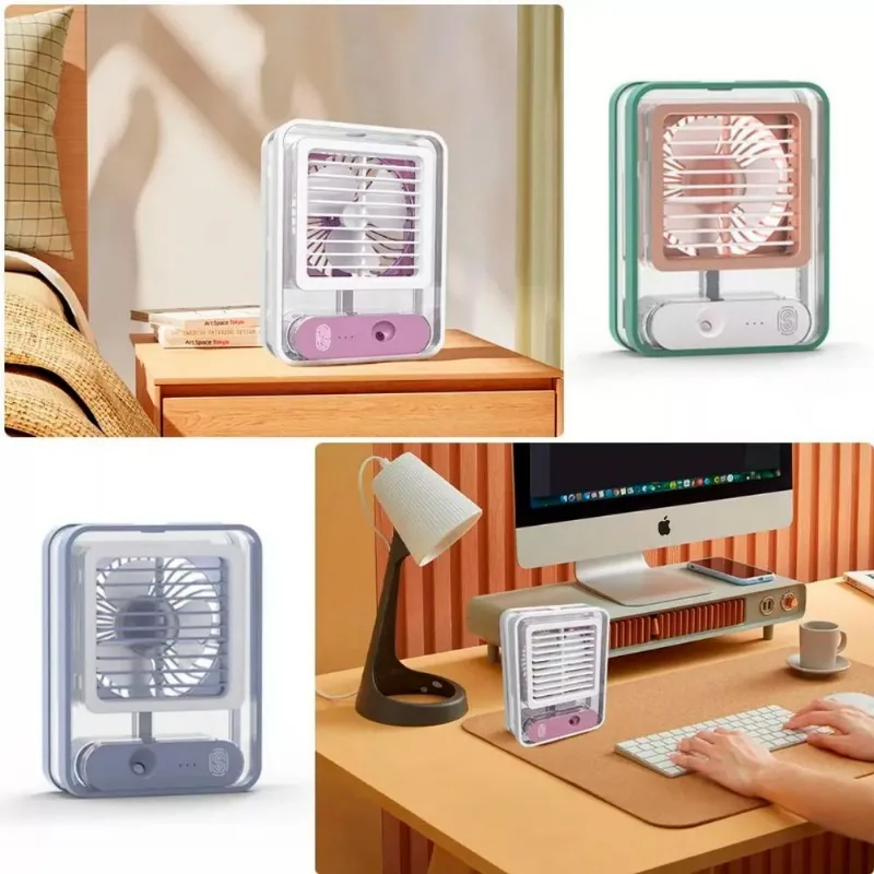 Mini Ventilador Portátil 3 Velocidades Led Umidificador Ar