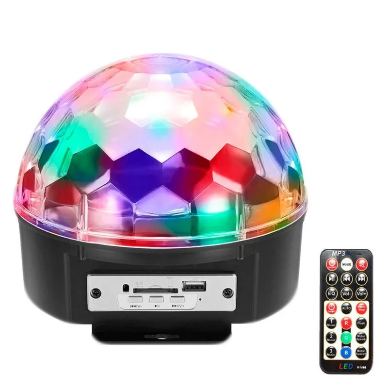 Bola De Balada Festa Colorida Giratória Com Bluetooth Led