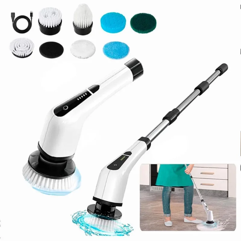 Esfregão Elétrico Giratório 360 S/Fio Recarregável Limpeza