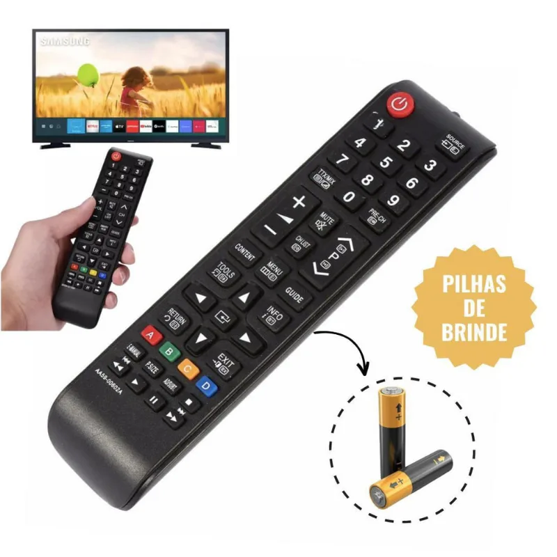 Controle Universal Tv Samsung Hub Tecla Futebol + Pilhas