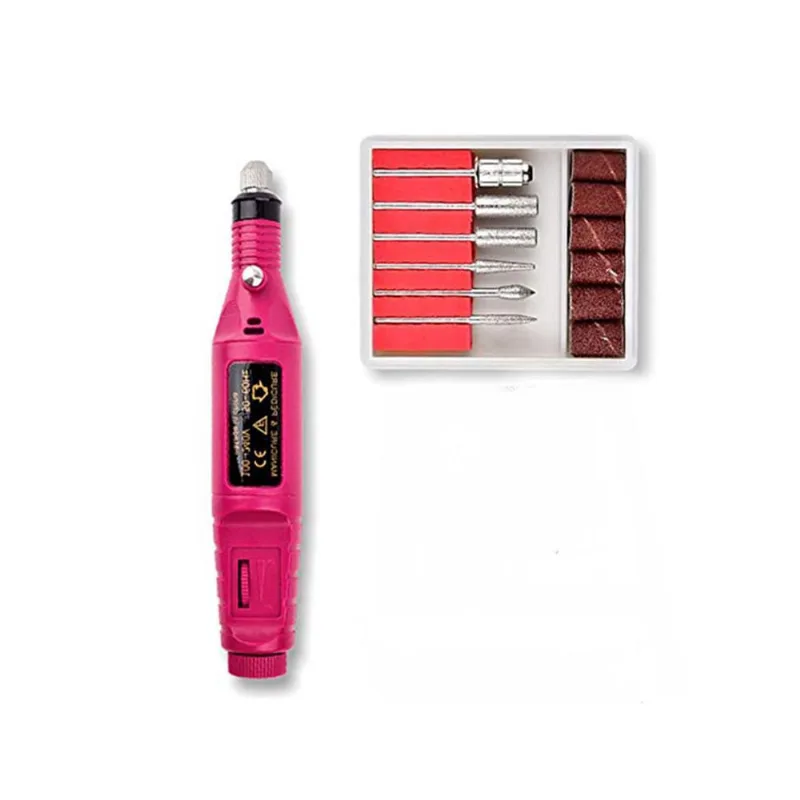 Mini Lixadeira De Unha Portátil Bivolt Com 2 Brocas