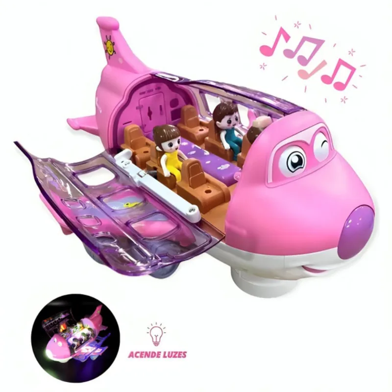 Avião Infantil Musical Luz Colorida E Som 360
