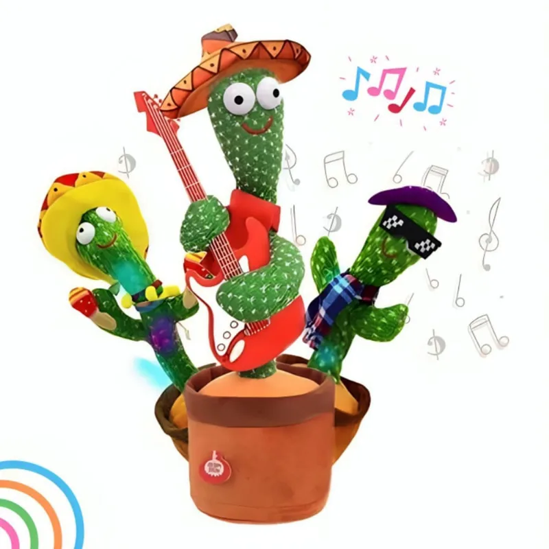 Dançante Cacto Musical Luz Led Pelúcia Infantil Oferta