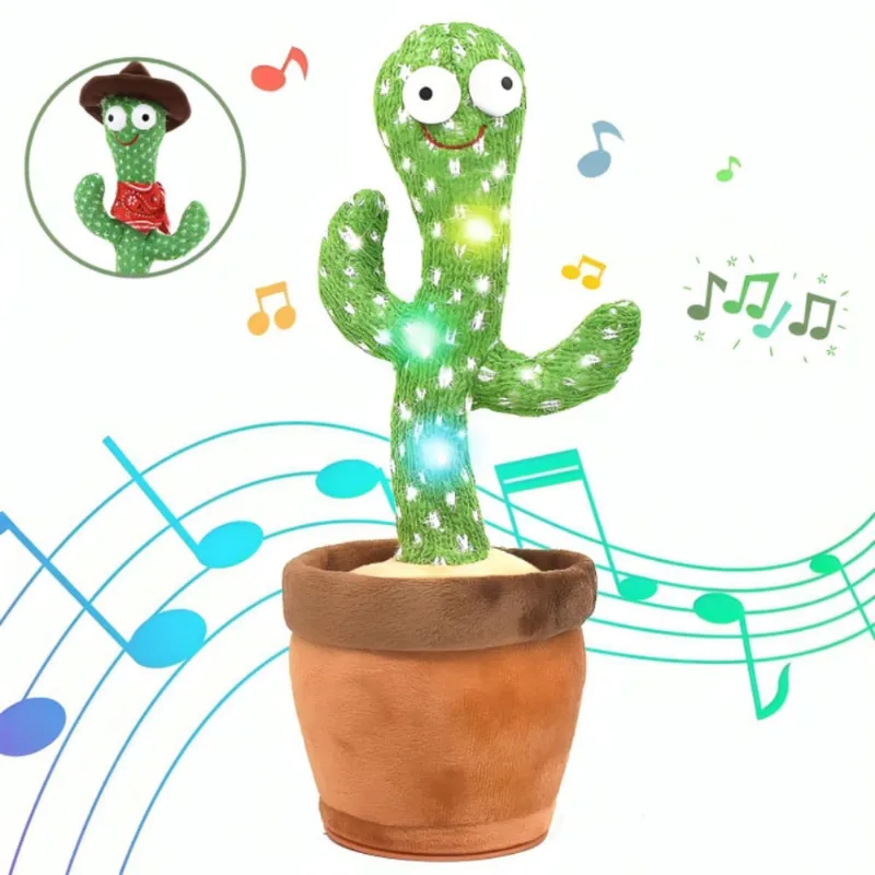 Cacto Dançante Luz Voz Musical Recarregável Infantil
