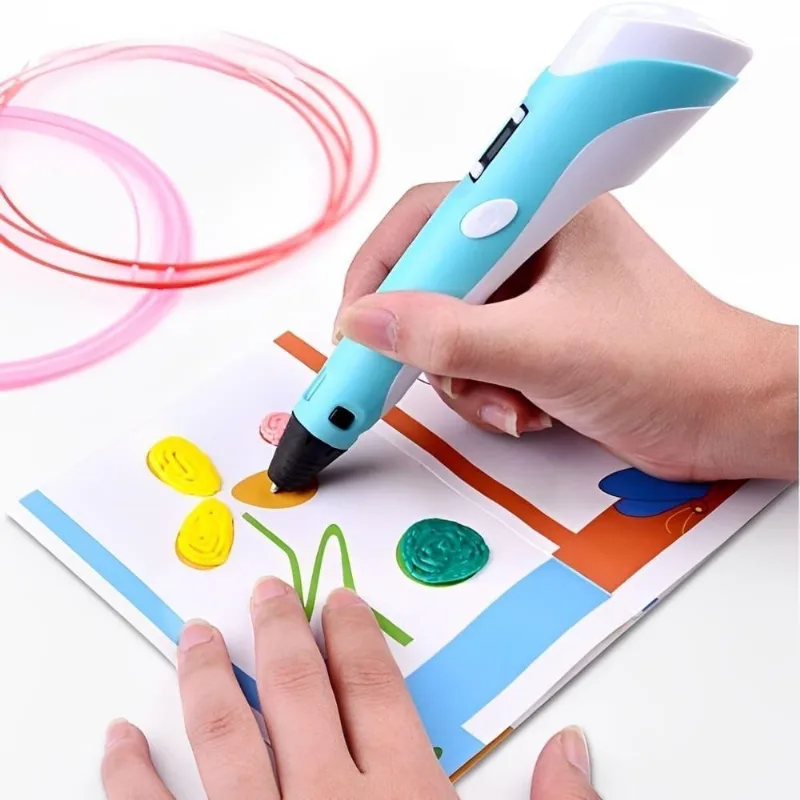 Caneta 3d Infantil Com Refil E Cabo Usb Para Desenho