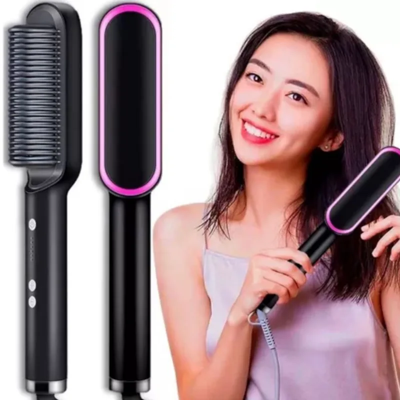 Escova Alisadora 5 em 1 Cabelo Seca Presente Mulheres