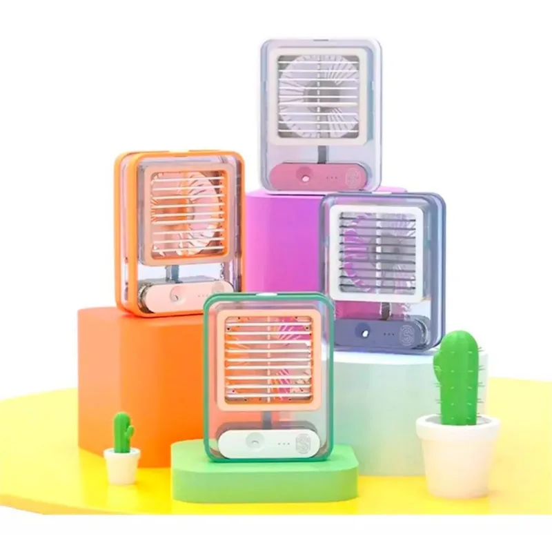 Mini Ventilador Portátil 3 Velocidades Led Umidificador Ar