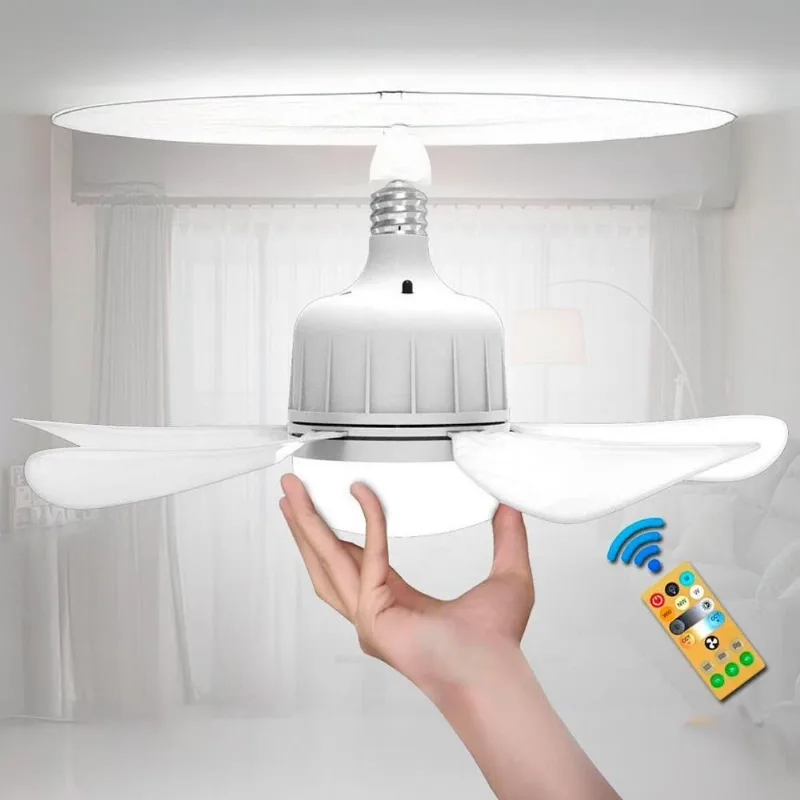 Ventilador De Teto Moderna Com Lâmpada 6 Pás Controle Bivolt
