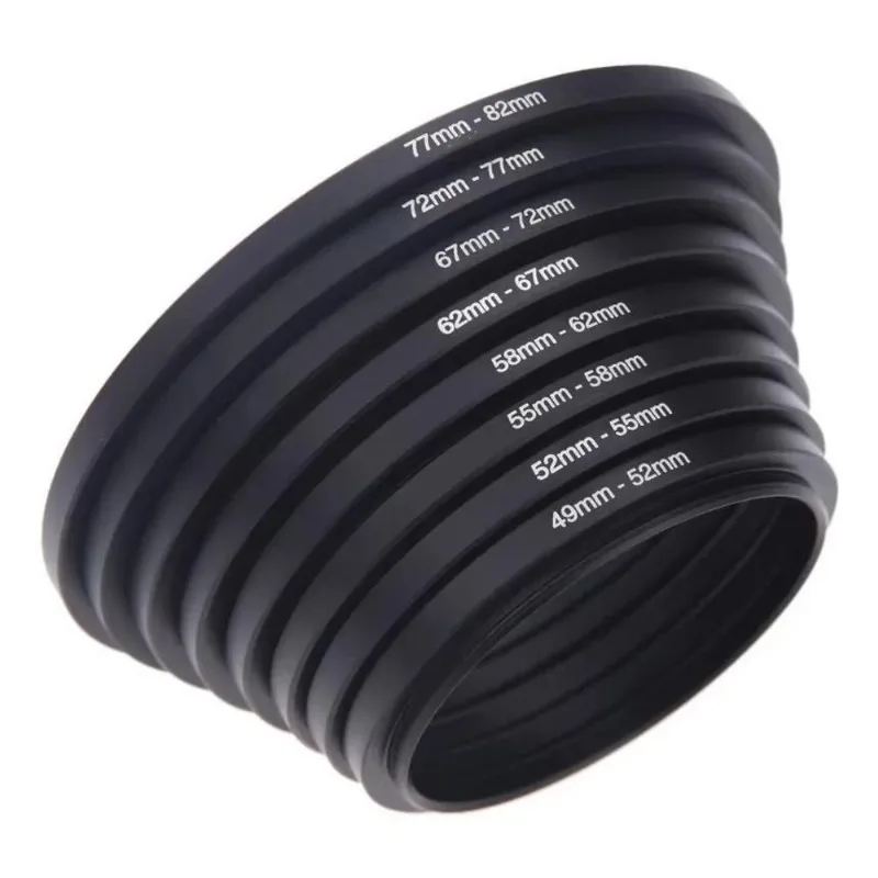 Kit 8 Anel Adaptador Step Up Filtro Lente 49mm-82mm