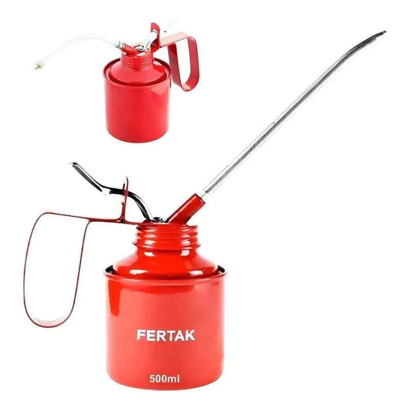 Bomba Óleo Almotolia Metálica 500ml Com 2 Bicos Fertak