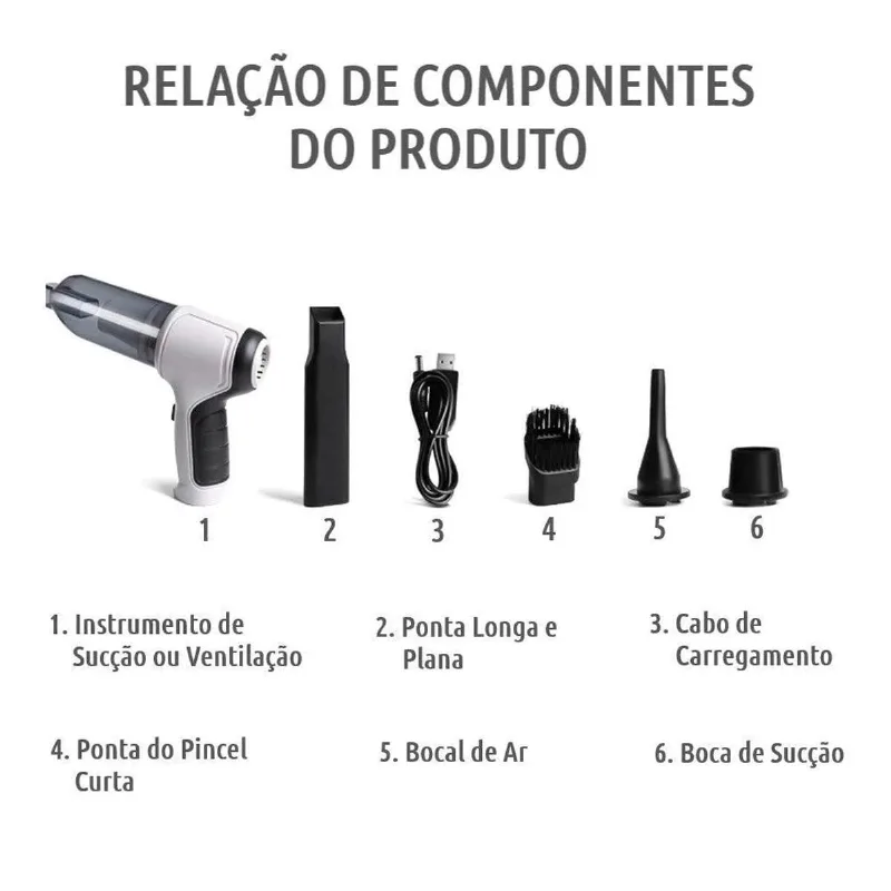 Mini Poeira Limpeza Portátil Aspirador Carros Recarregável