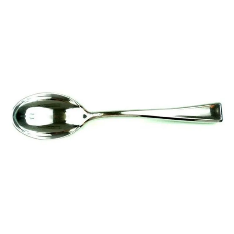 Mini Colher 90Un Silver Plastic Linha De Luxo Descartavel