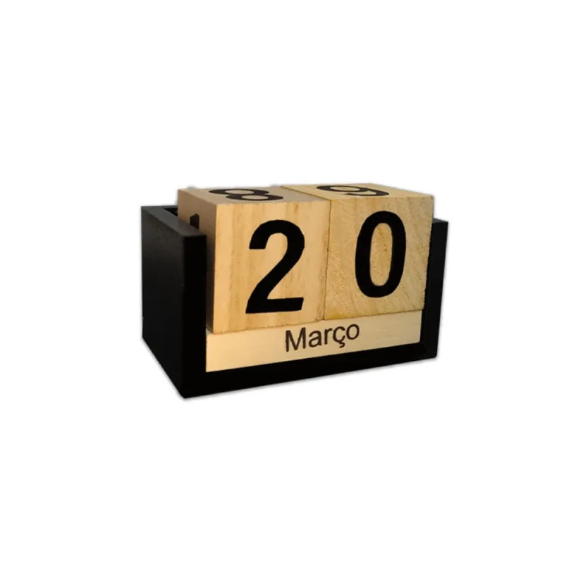 Calendário Permanente Bloco Madeira Quadrado Wood Work Cru - Não Disponível - Papelaria
