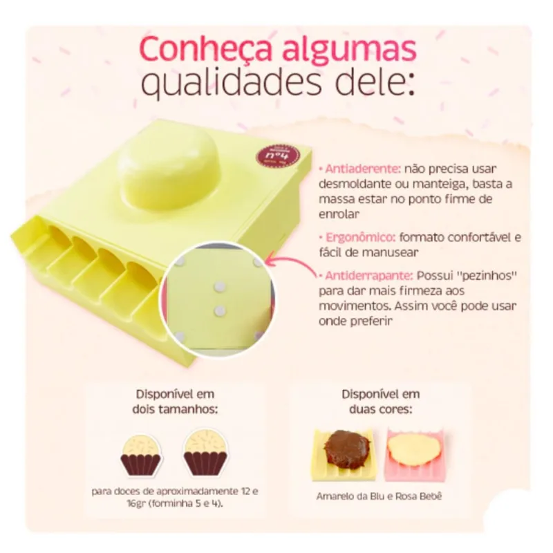 Enrolador Doces Docinhos Brigadeiro Amarelo 12G - Bluestar