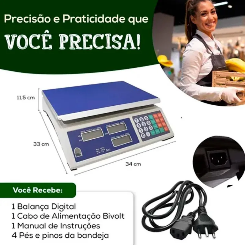 Balança Digital Comercial Com Escala De 40kg