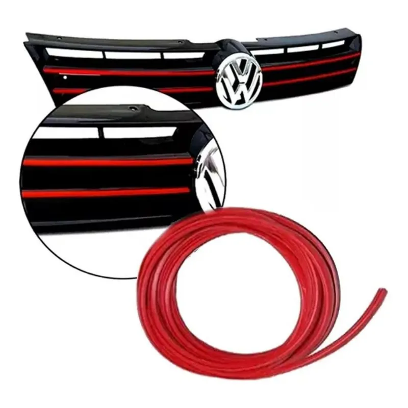 3x Aplique Friso Vermelho Grade Acessórios Vw Golf Jetta Pol