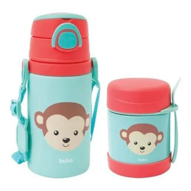 Pote Termico + Garrafinha Aluminio Macaquinho Buba
