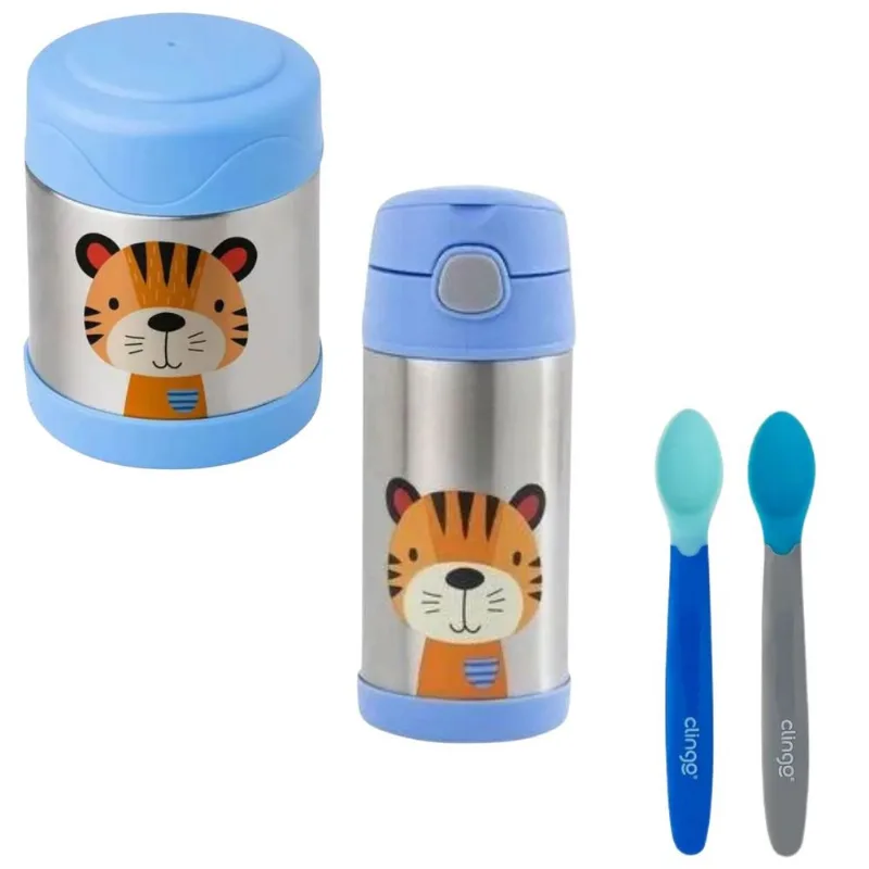 Kit Alimentação Tigre Clingo Azul e Cinza com 4 Itens Mod 1