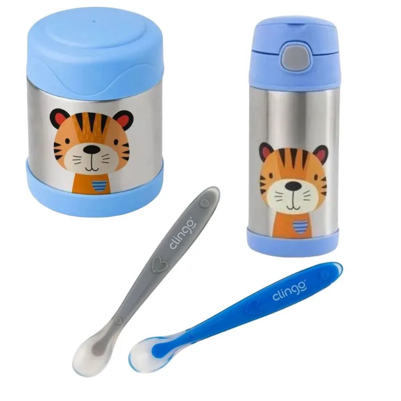 Kit Alimentação Tigre Clingo Azul e Cinza com 4 Itens Mod 2