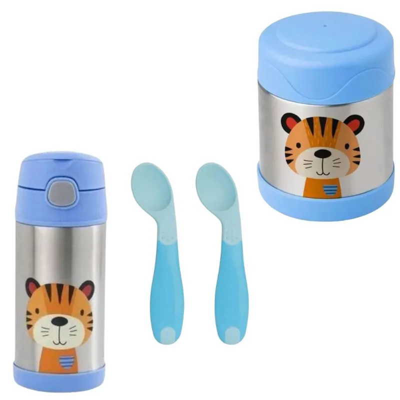 Kit Alimentação Tigre Clingo Azul e Cinza com 4 Itens Mod 3