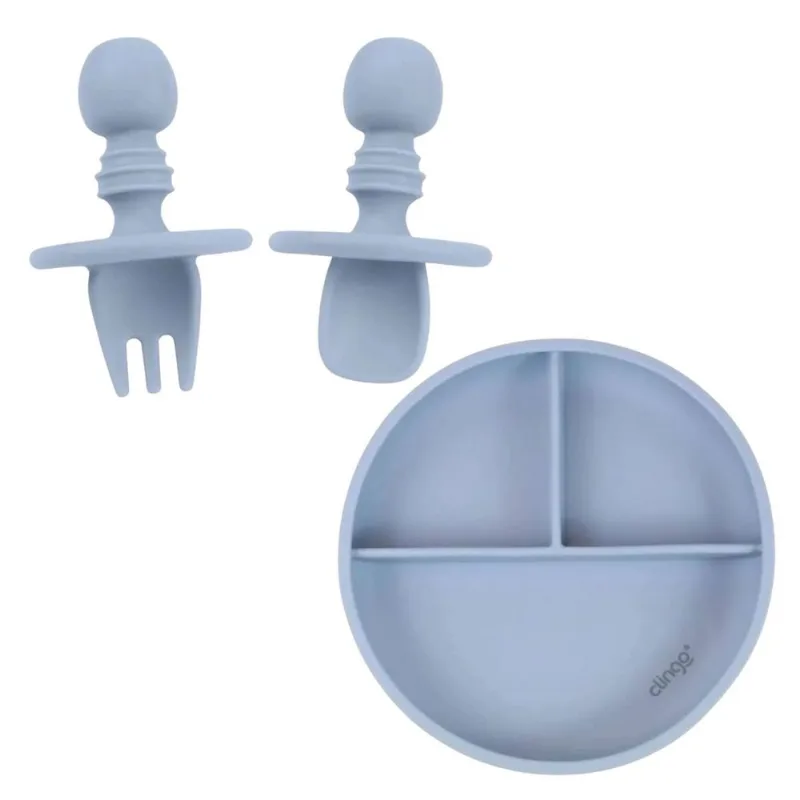 Kit Alimentação Silicone Flex Azul Com 3 ítens Clingo Mod 1