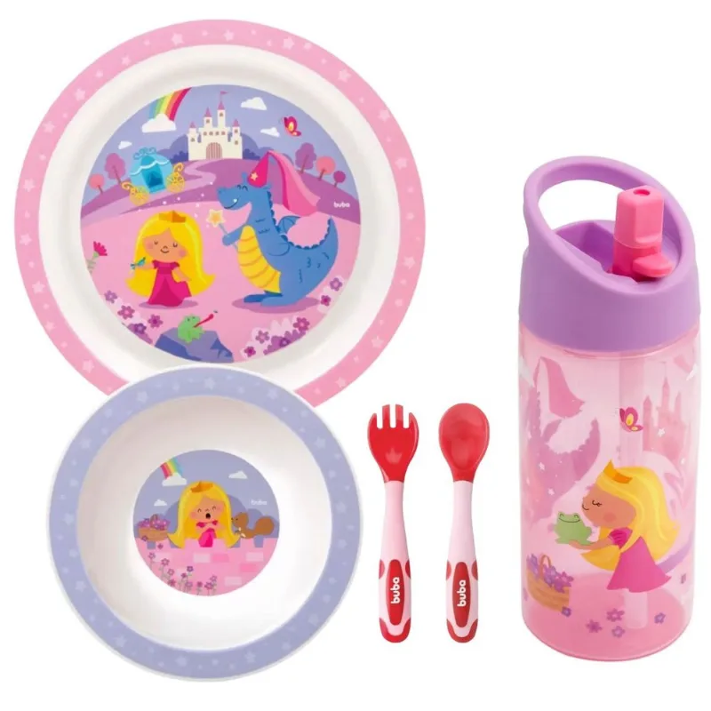 Kit Alimentação Aventuras Princesa Com 5 ítens Buba