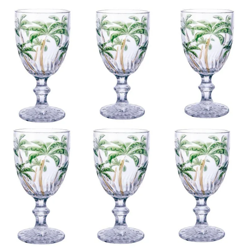Jogo 6 Taças Vidro Palm Tree Colors 260Ml