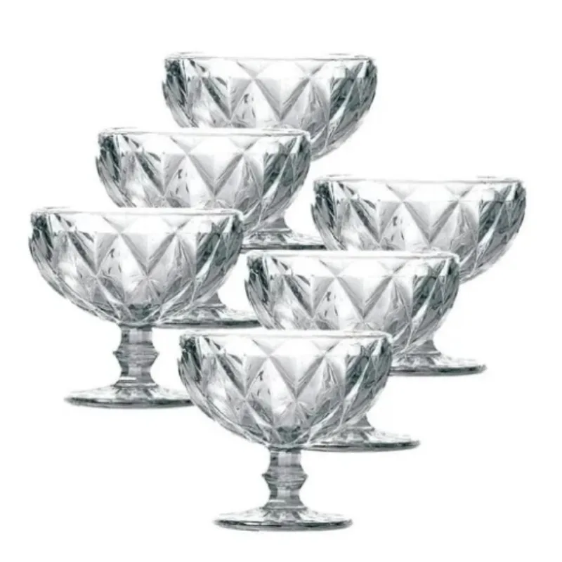 Jogo De 8 Taças Sobremesa Diamante Clear 310Ml Class Home