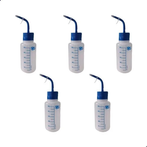 Kit 05 Pissetas Plástica Almotolia Graduada 500ml Bico Curvo - Não Disponível - Limpeza