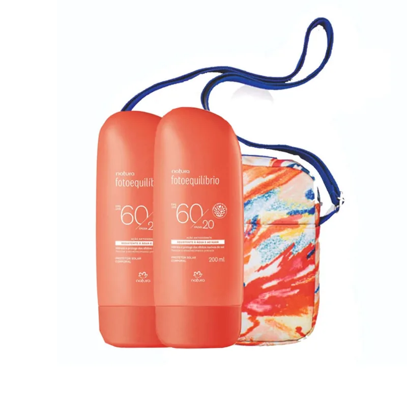 Kit C/2 Protetor Solar fps 60 Natura 200 ml e Bag Lateral