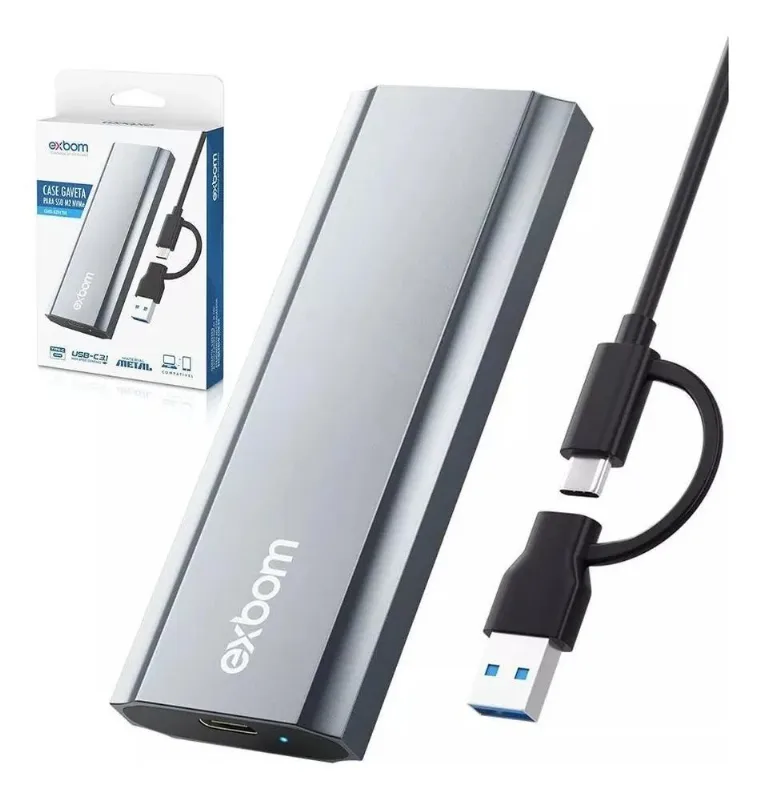 5x Case Para Ssd Nvme M.2 2280 Pcie M-key Usb Tipo-c E Usb 3