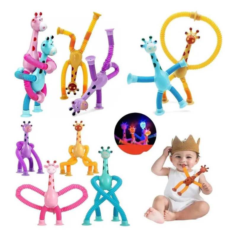 3x Kit 05 Girafas Pop It Led Neon Estica E Gruda Infantil Lu
