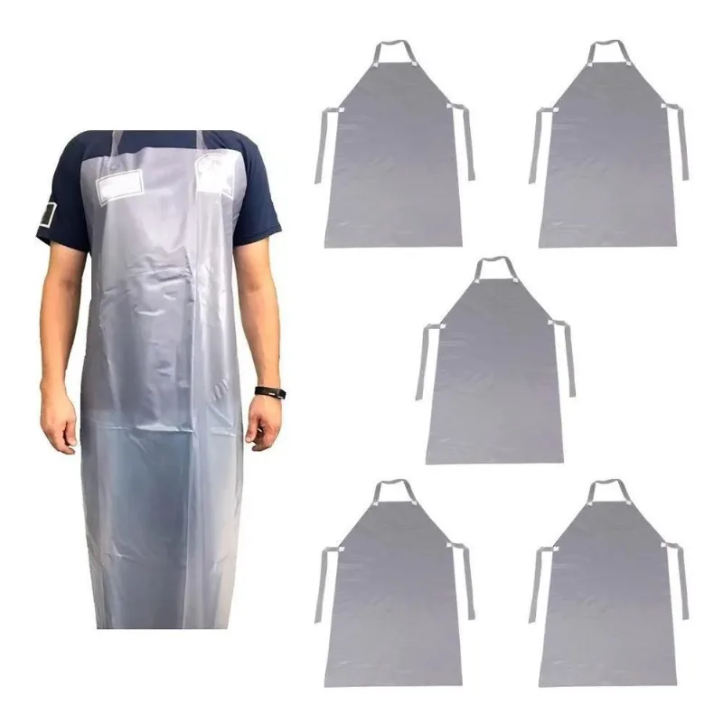 Kit 5 Avental De Vinil Pvc Transparente 1,20x0,70 Brascamp