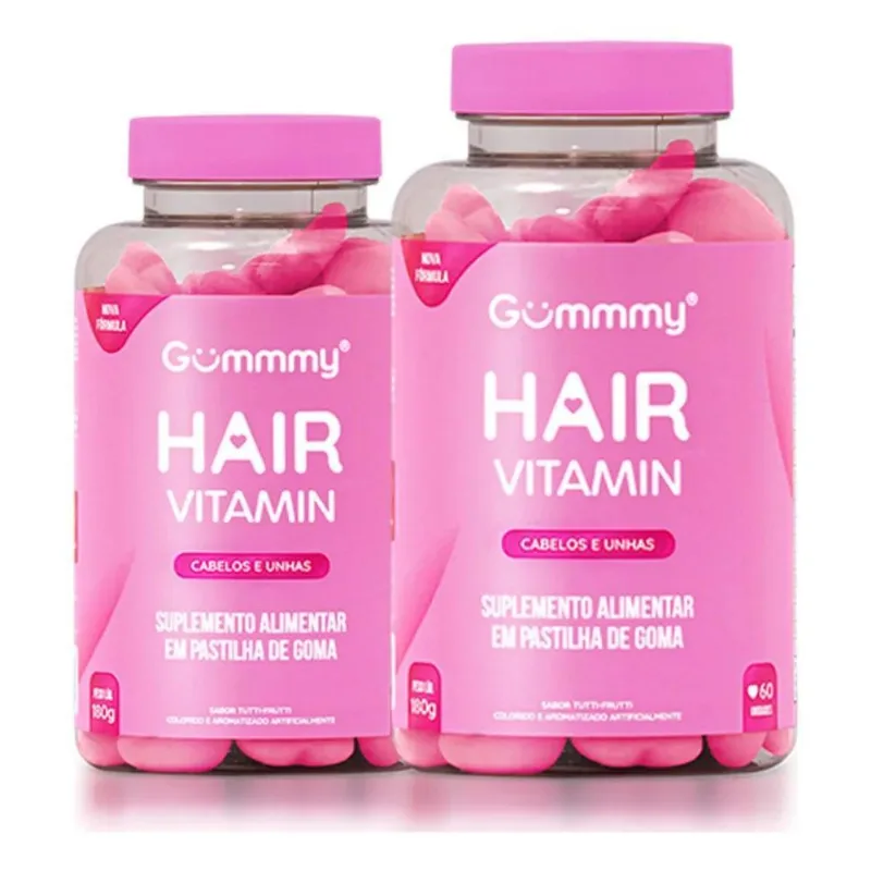10x 2 Potes Gummmy Hair Vitamin Fortalece Cabelos Unhas 60