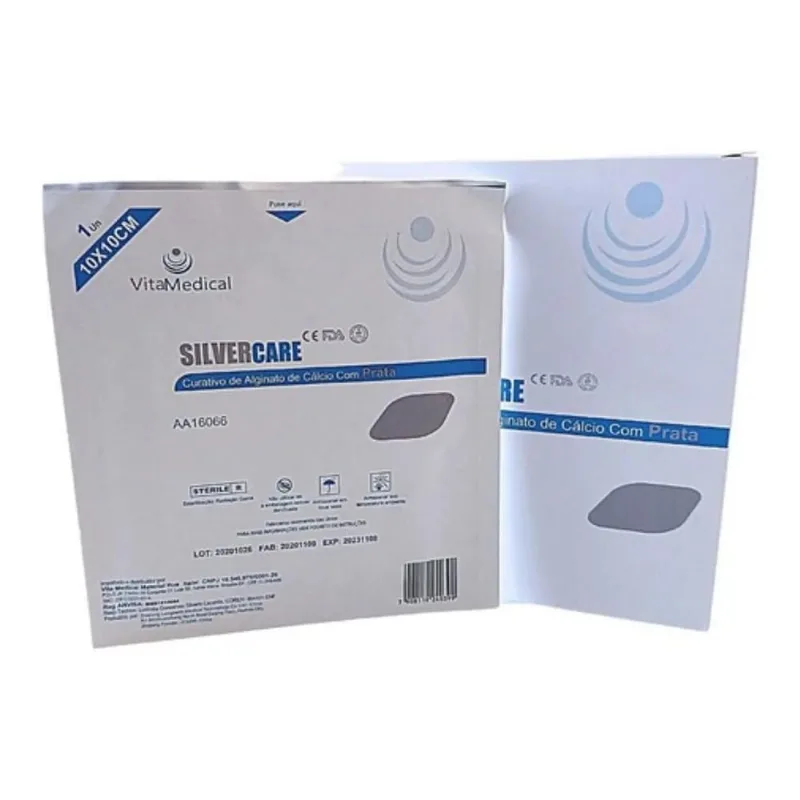 2x Unidade Curativo De Alginato De Cálcio E Prata 10cmx10cm