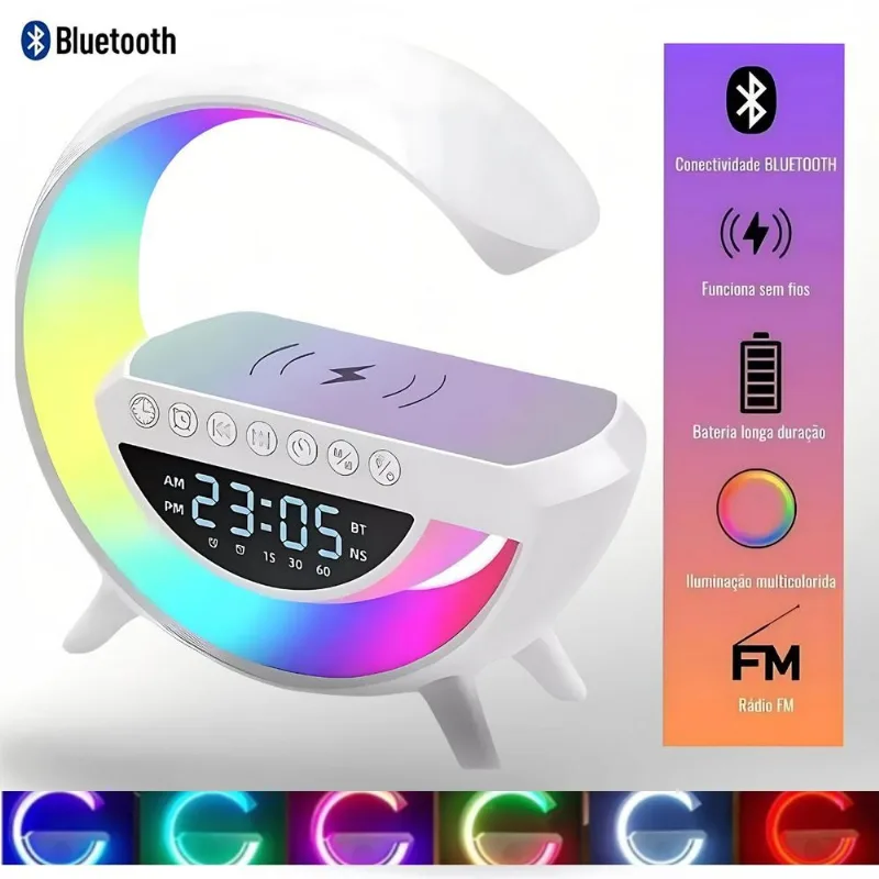 Luminária Led Compacta Com Som Hi-fi E Wireless Charge