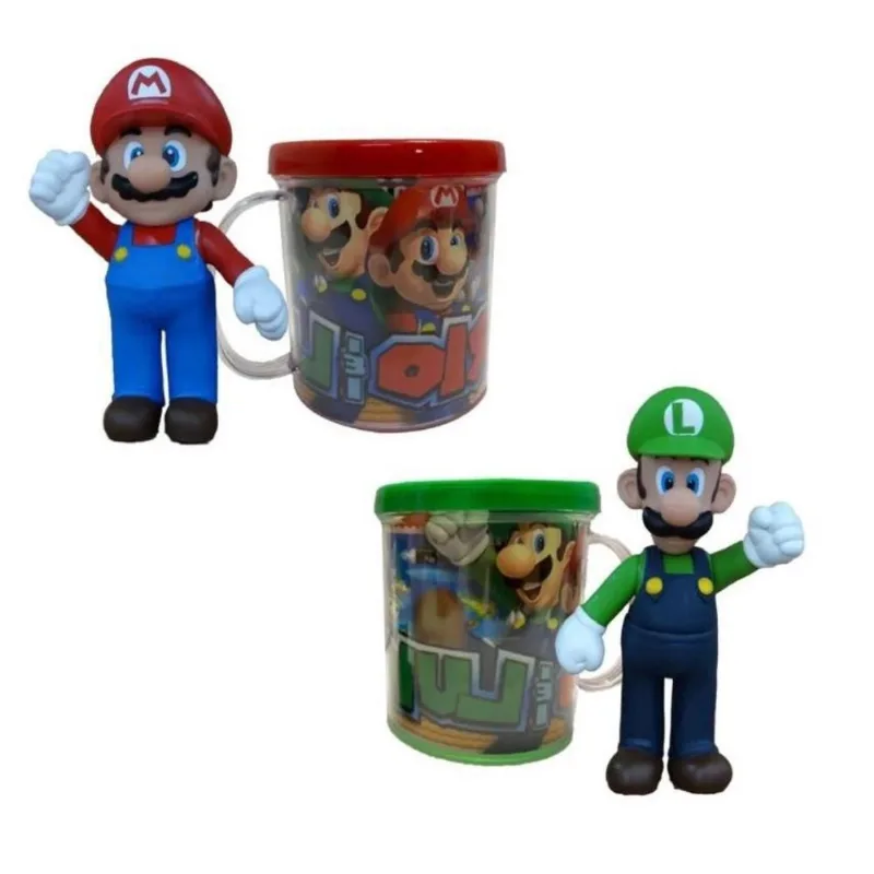 Kit 2 Bonecos Mario E Luigi + Canecas Personalizadas