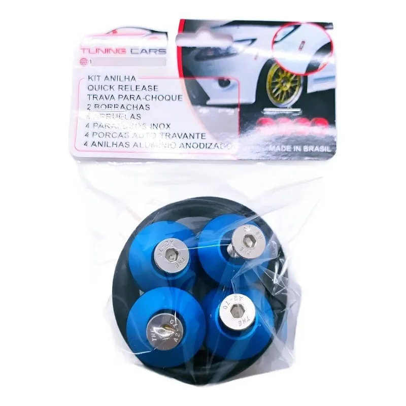 Kit Trava Parachoque Anilha Quick Release Rebaixado Tun Azul