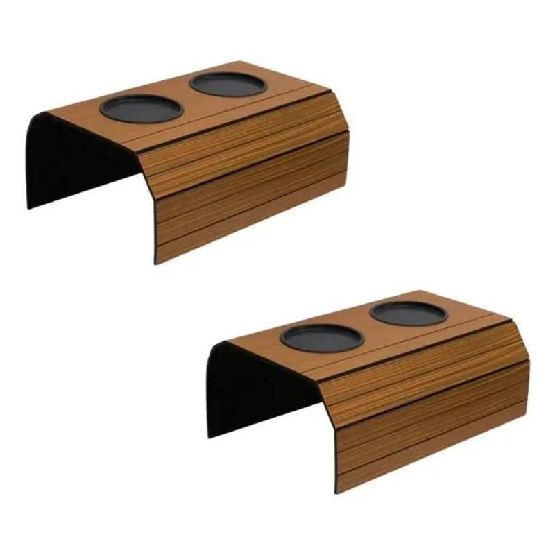 Kit 2 Un Esteira Porta Copos Suporte Braço Sofá Mdf Caramelo