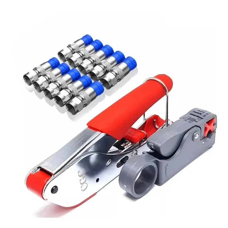 5x Alicate Crimpar + Descascador Cabo Rg6 Rg59 + 10 Plug Rg6